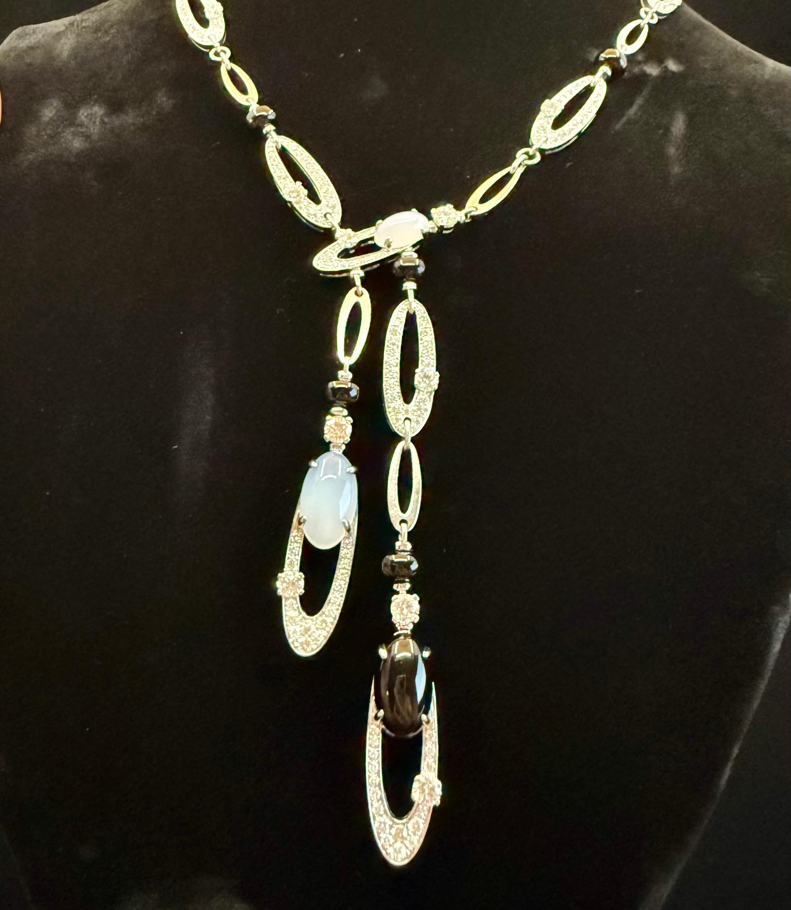 BULGARI BVLGARI Collana con diamanti, onice e calcedonio Collection'S in vendita 3