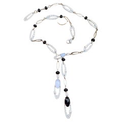 BULGARI BVLGARI Diamond Onyx and Chalcedony Necklace Elisia Collection