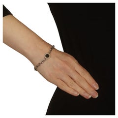 Bulgari Bvlgari Elements Onyx Station Bracelet 7 1/2" White Gold 18k Cable Chain