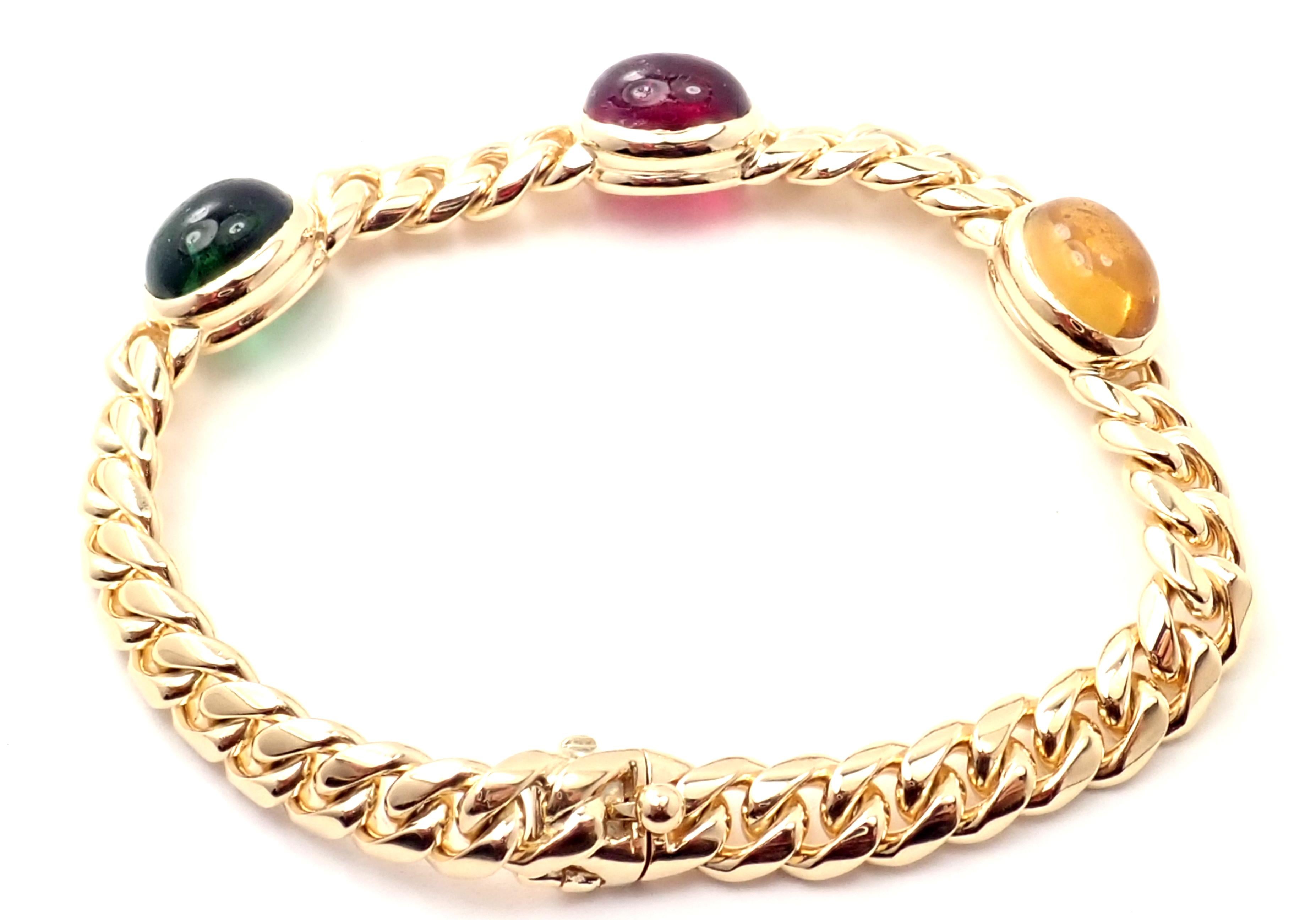 Bulgari Bvlgari Emerald Ruby Yellow Sapphire Yellow Gold Link Bracelet 5