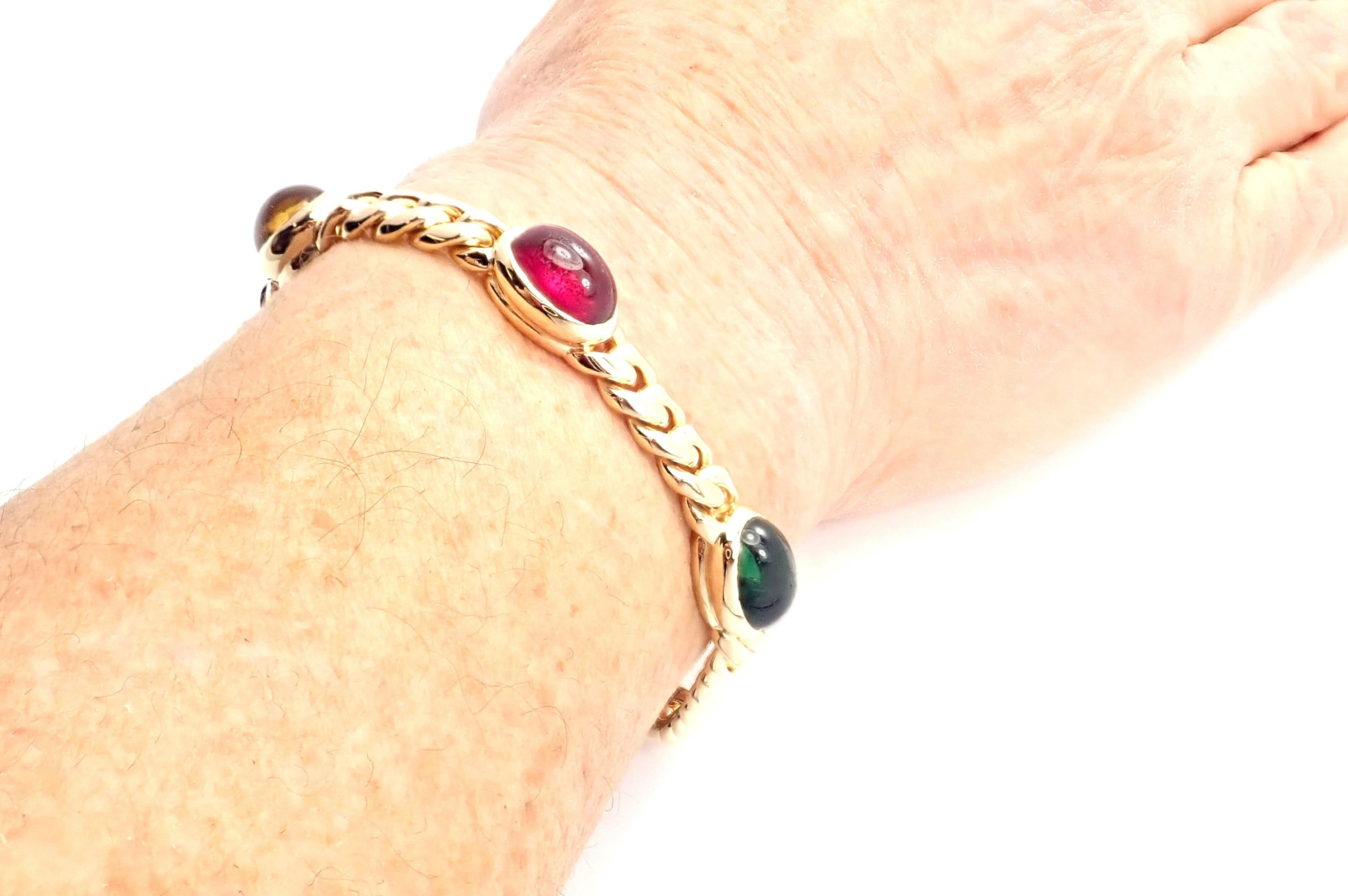Bulgari Bvlgari Emerald Ruby Yellow Sapphire Yellow Gold Link Bracelet 1