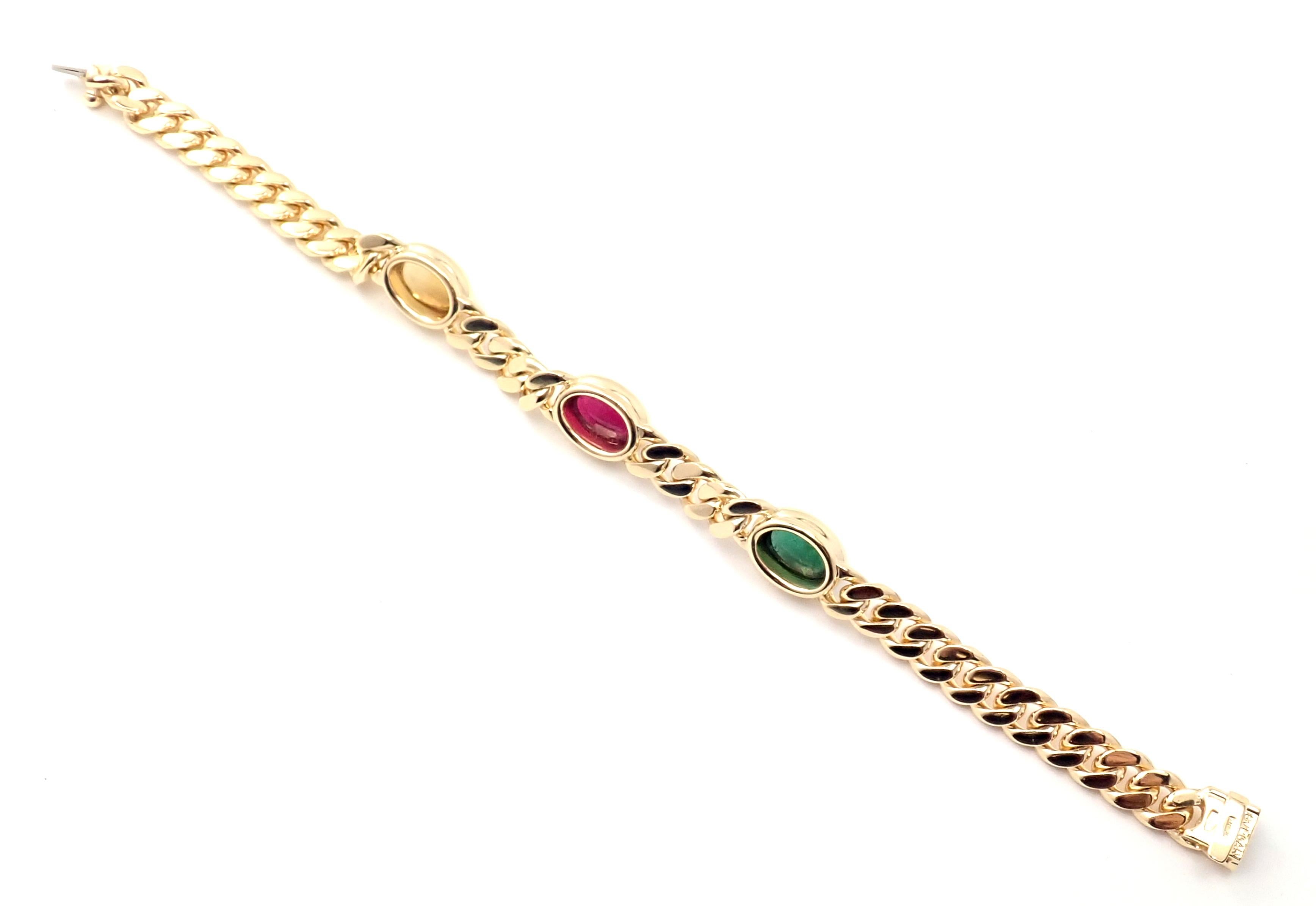Bulgari Bvlgari Emerald Ruby Yellow Sapphire Yellow Gold Link Bracelet 3