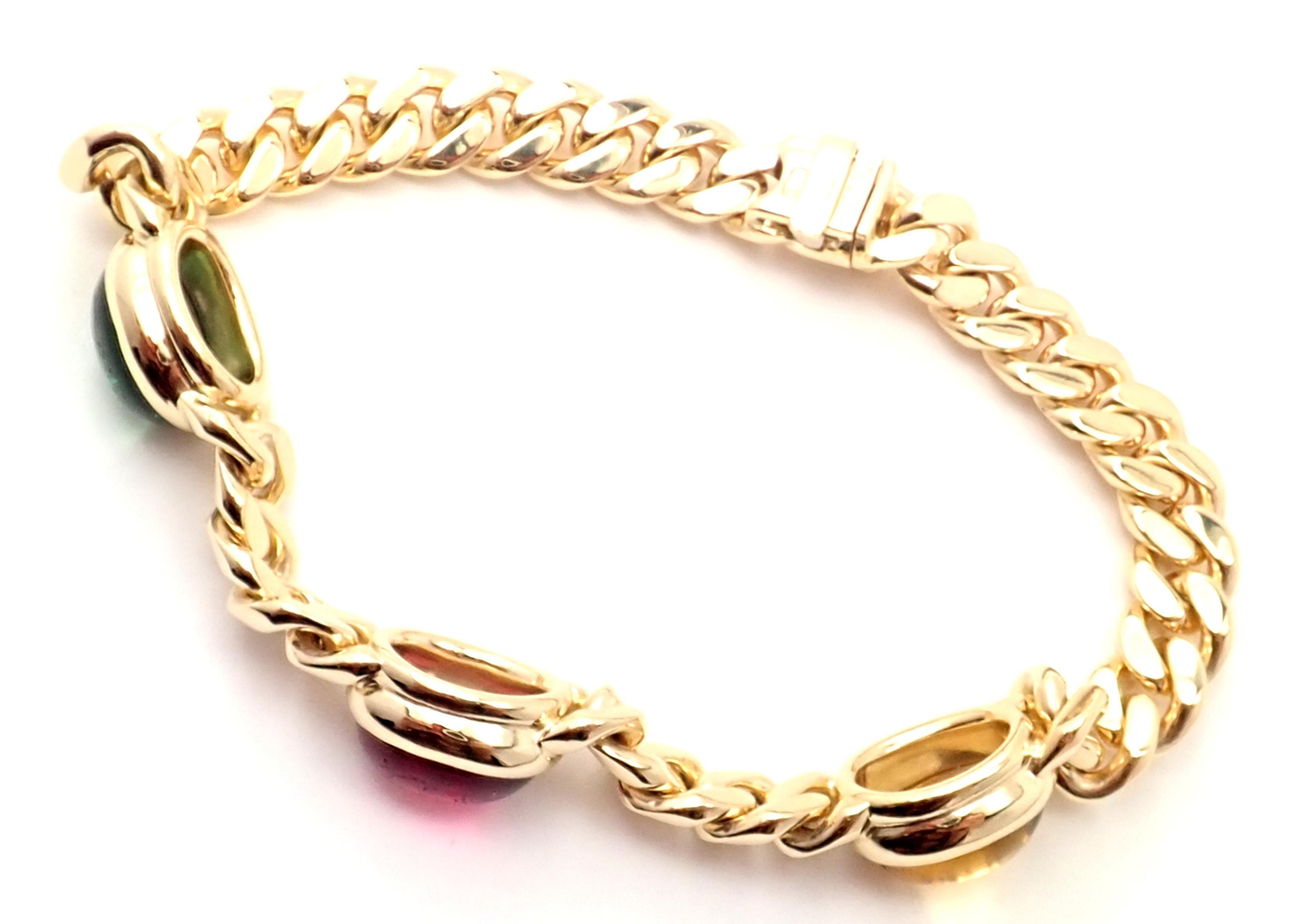 Bulgari Bvlgari Emerald Ruby Yellow Sapphire Yellow Gold Link Bracelet 4