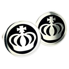 Bulgari Bvlgari Estate Crown Cufflinks Sterling Silver