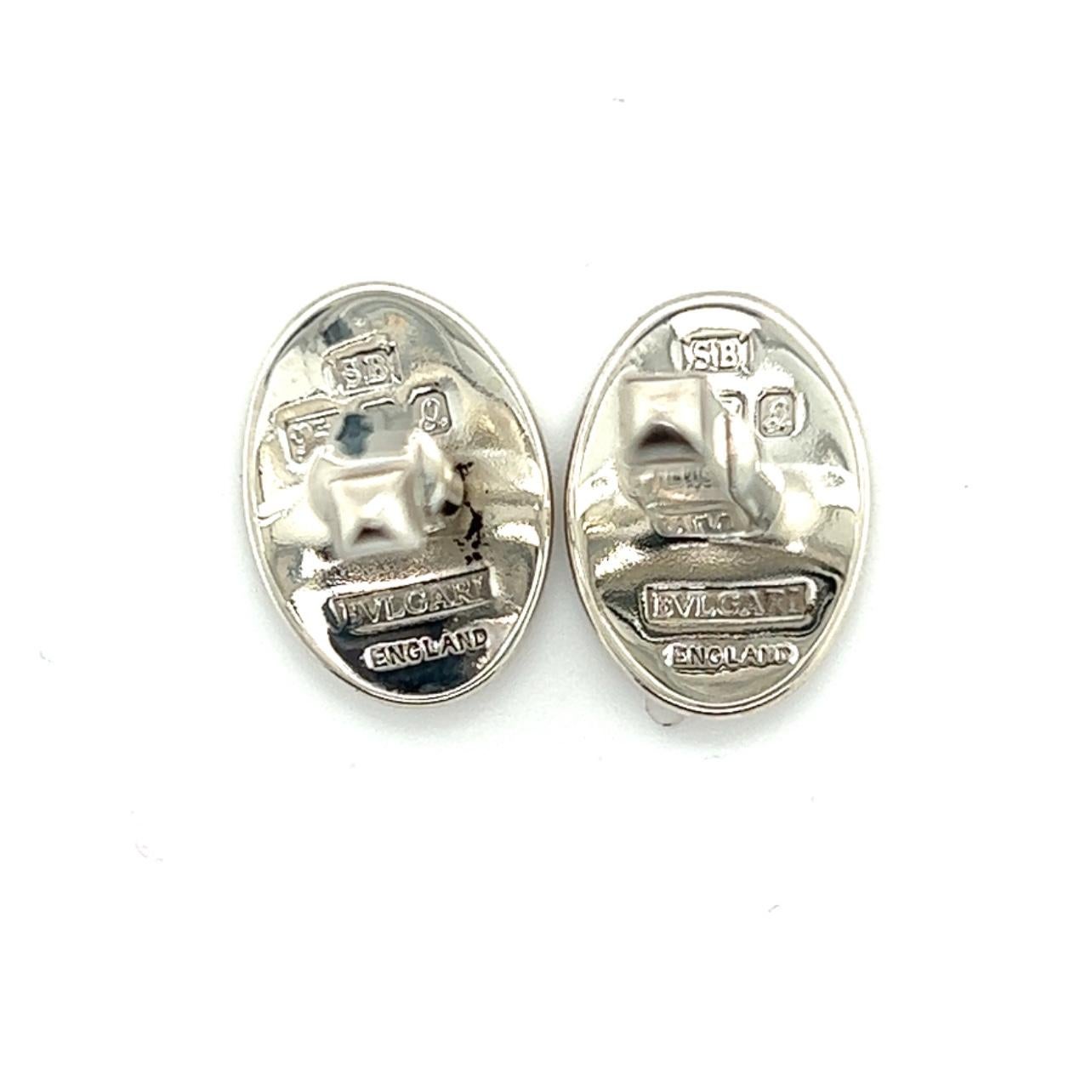 Bulgari Bvlgari Estate Engraveable Mens Cufflinks Sterling Silver In Good Condition For Sale In Brooklyn, NY