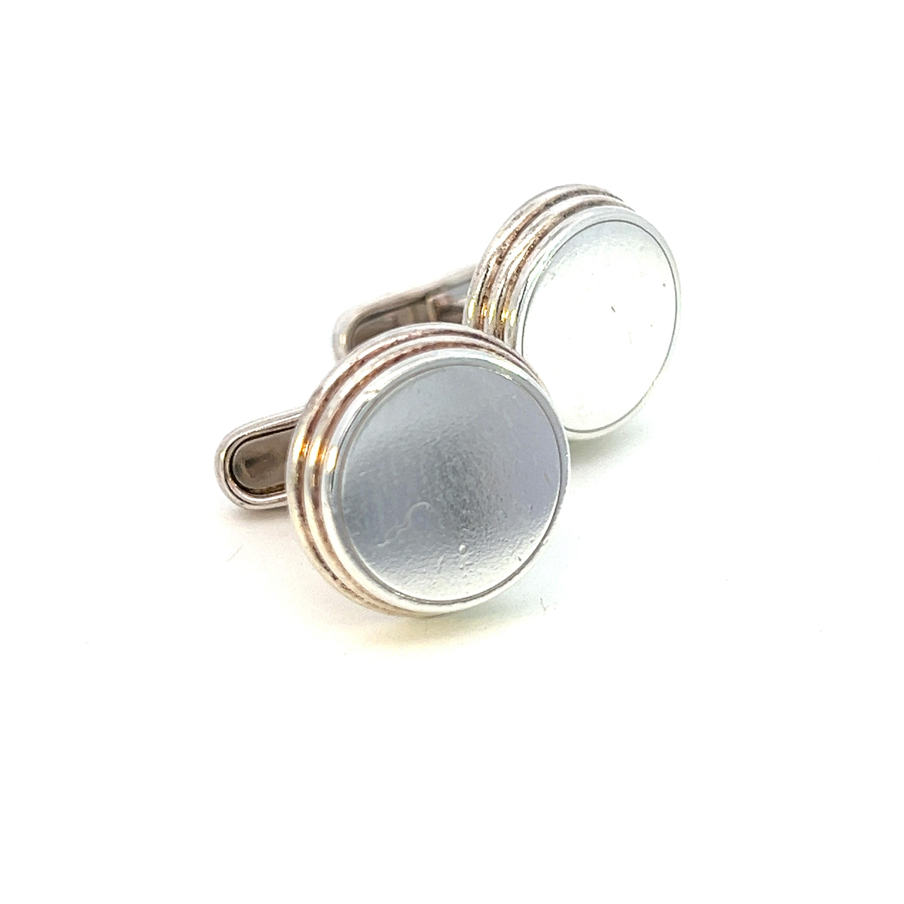 Bulgari Bvlgari Estate Mens Cufflinks Sterling Silver In Good Condition For Sale In Brooklyn, NY
