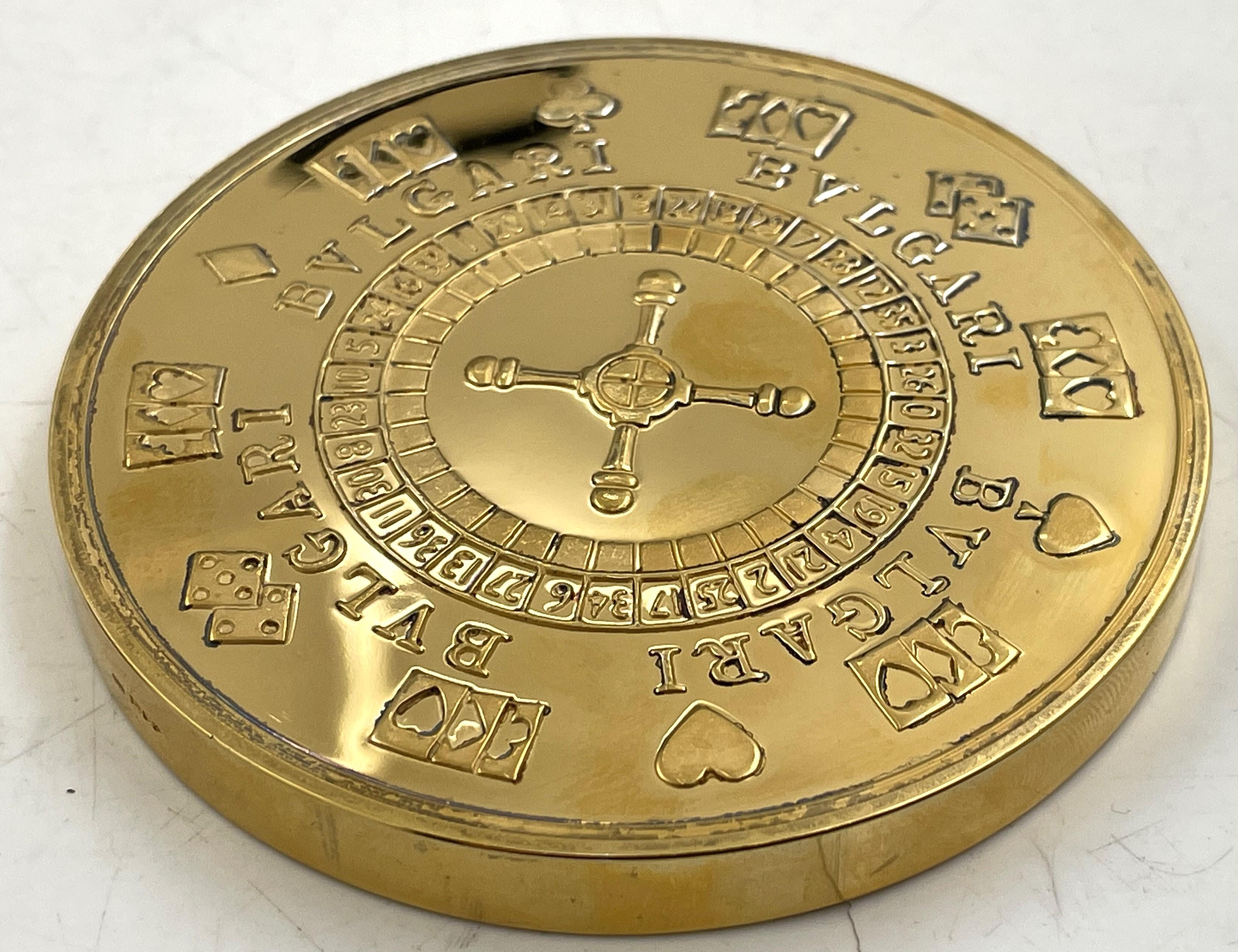 Bulgari Bvlgari Gilt Sterling Silver Las Vegas Casino Chip Coin New in Box Excellent état - En vente à New York, NY