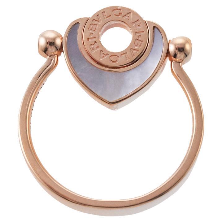 Bulgari Bvlgari Gold Mother Of Pearl Flip Ring For Sale