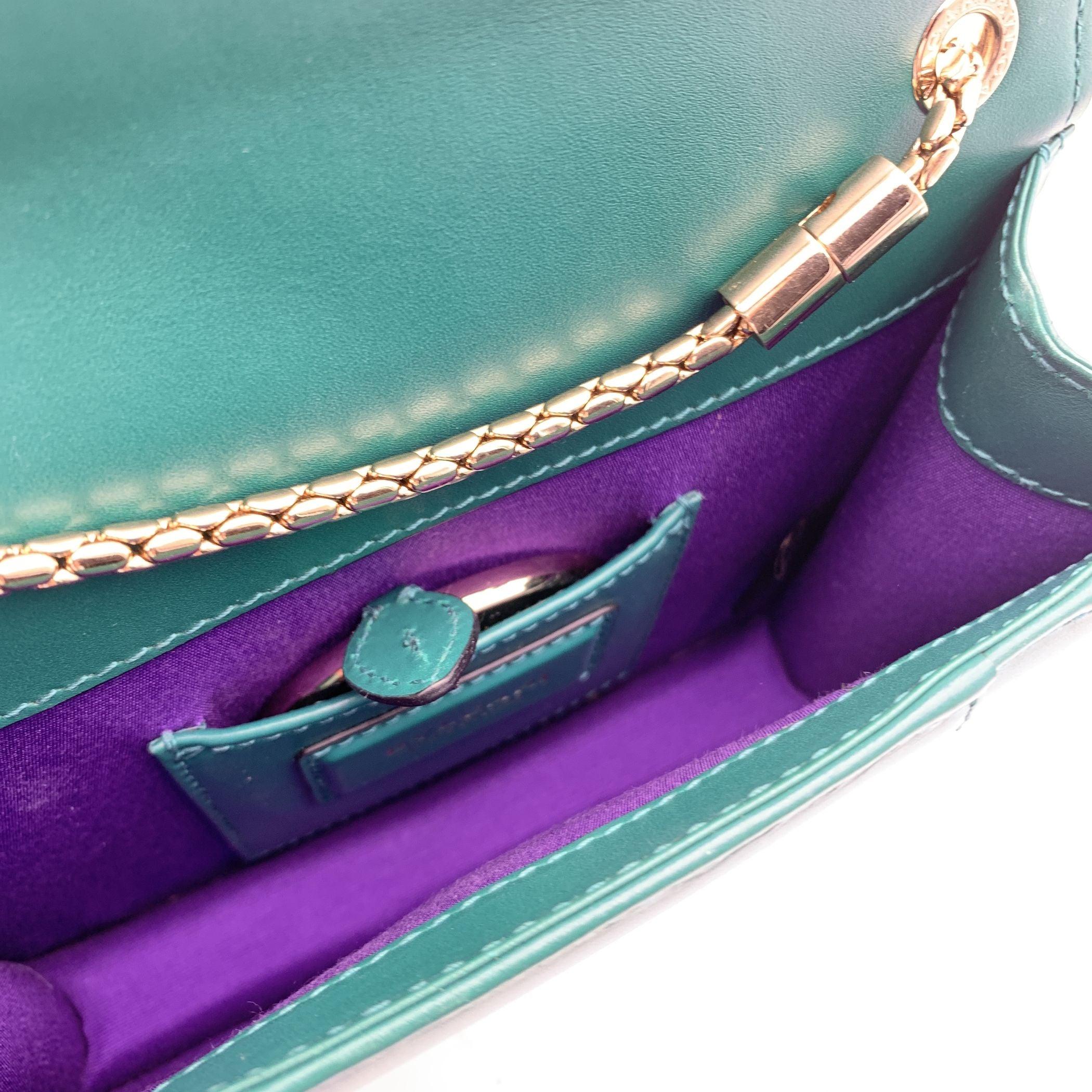 Bulgari Bvlgari Green Leather Small Serpenti Forever Shoulder Bag 1