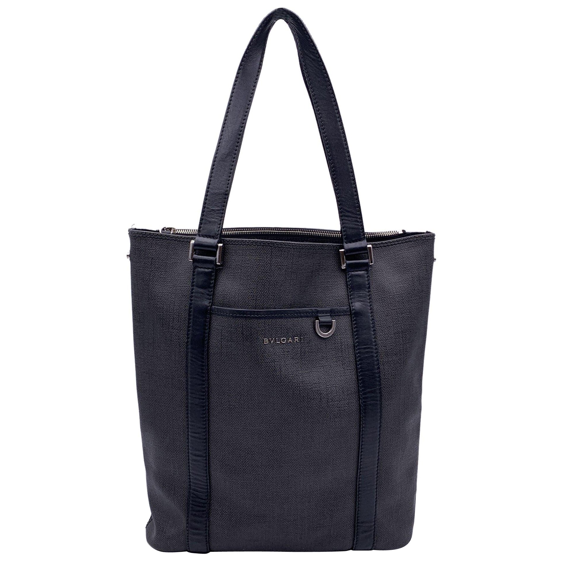 Bulgari Bvlgari Grau Canvas Unisex Tote Bag Handtasche aus Segeltuch