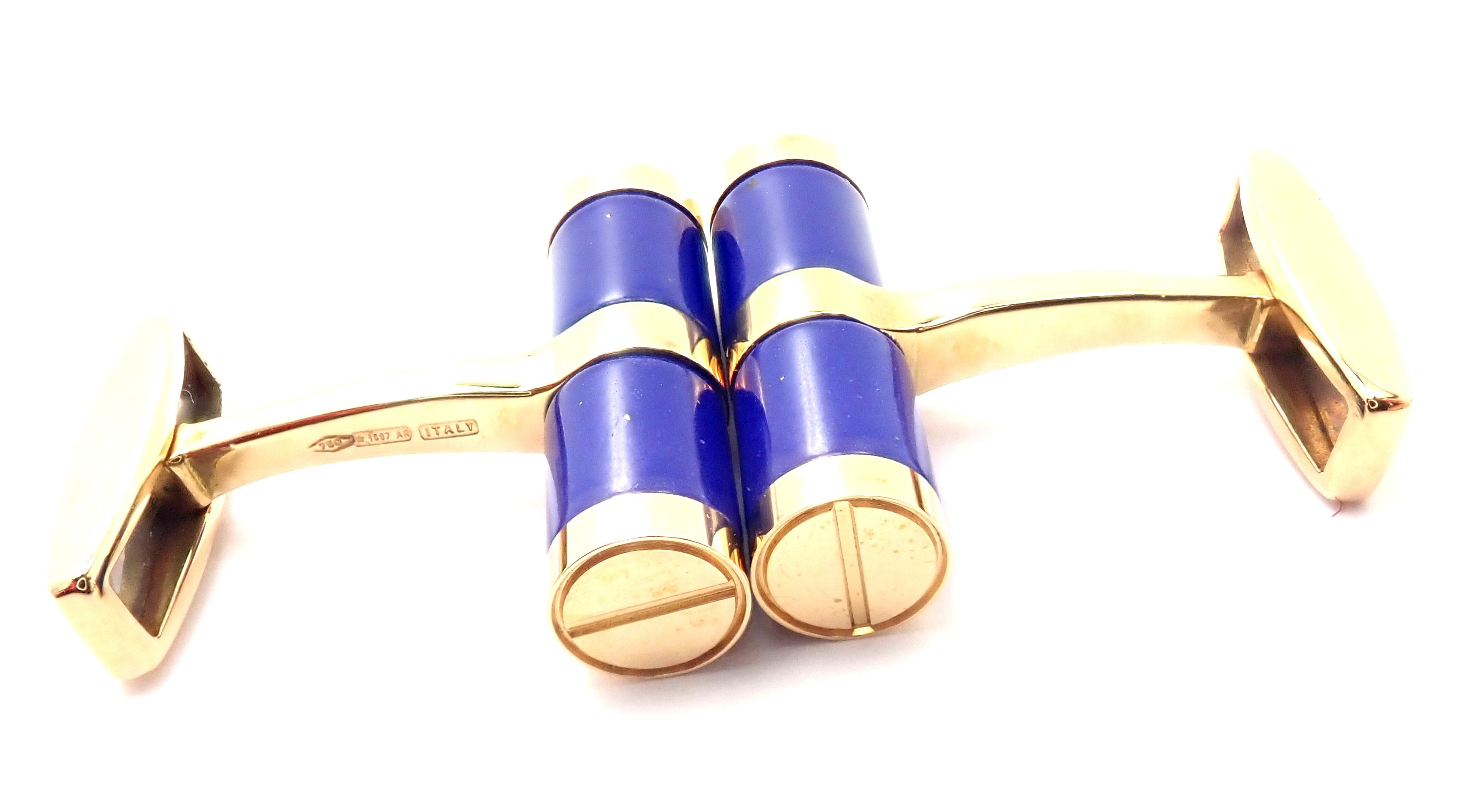 Bulgari Bvlgari Lapis Lazuli Yellow Gold Cufflinks 1