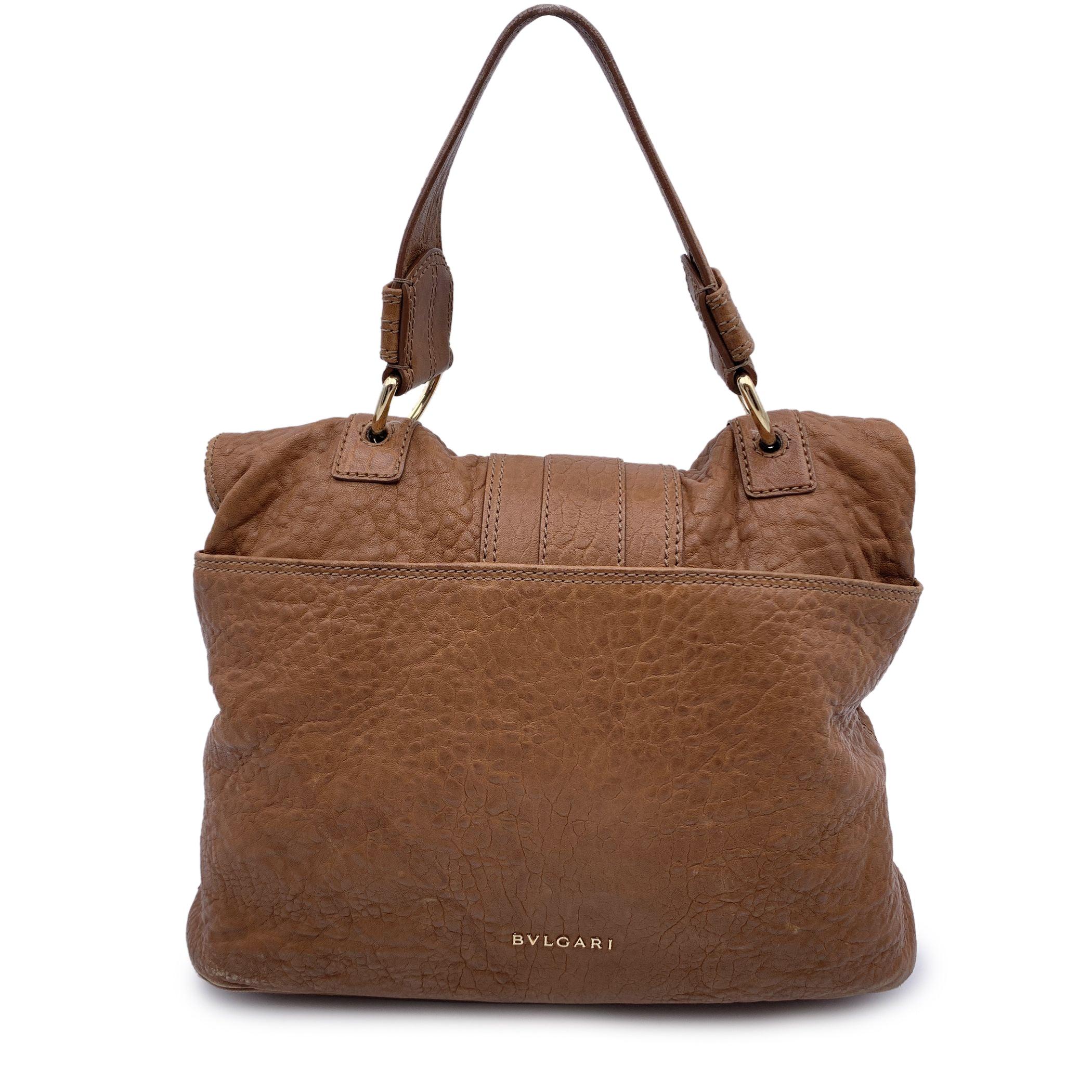 Bulgari Bvlgari Light Brown Leather Leoni Tote Bag Handbag In Good Condition In Rome, Rome
