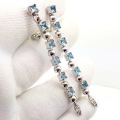 Bulgari Bvlgari Lucea Diamond Long White Gold Aquamarine Earrings