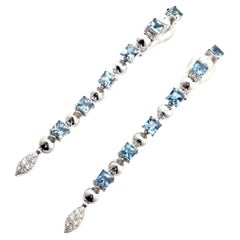 Bulgari Bvlgari Lucea Diamond Long White Gold Aquamarine Earrings