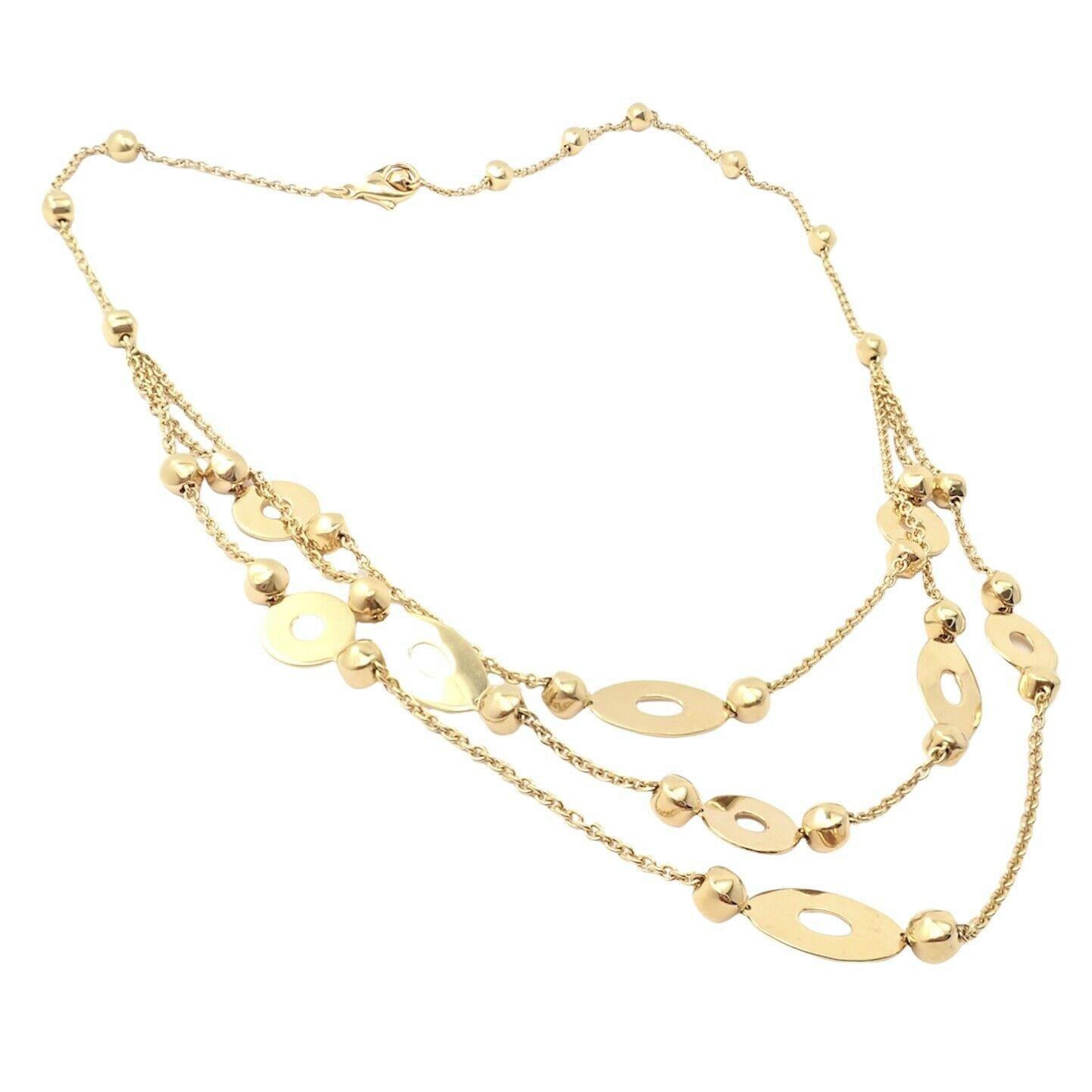 Bulgari Lucea Three Row Yellow Gold Necklace In Excellent Condition For Sale In Holland, PA