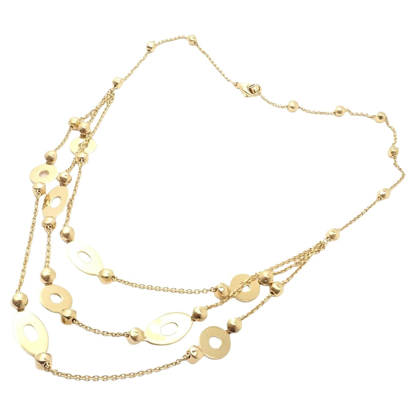 Bulgari Lucea Three Row Yellow Gold Necklace For Sale