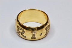 Bulgari Bvlgari Monologo Diamond Wide 18 Carat Gold Band Ring