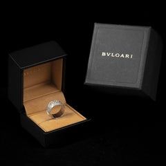 Bulgari Bvlgari Monologo Pave Diamond Wide Band Ring 18K White Gold Italian