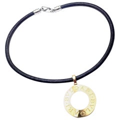 Bulgari Bvlgari Mother of Pearl and Onyx Yellow Gold Steel Pendant Necklace