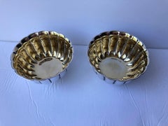 Bulgari BVLGARI pair of sterling silver and vermil wash gold scalloped bowls