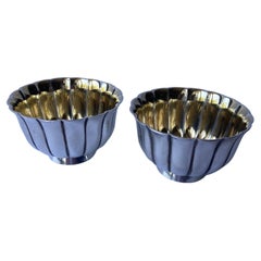 Bulgari BVLGARI pair of sterling silver and vermil wash gold scalloped bowls