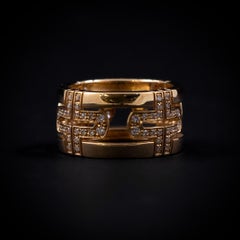 Bulgari Bvlgari Parentesi Diamond 18K Yellow Gold Band Ring with Original Box