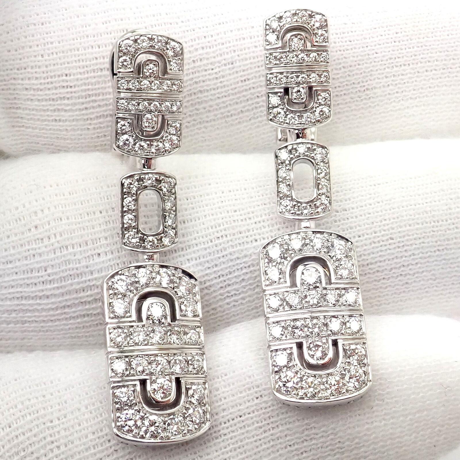 Bulgari Bvlgari Parentesi Diamond Drop Dangle White Gold Earrings In Excellent Condition In Holland, PA