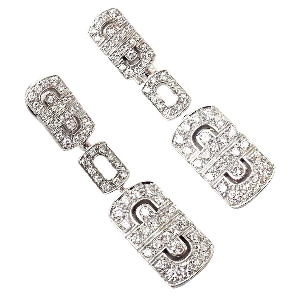 Women's or Men's Bulgari Bvlgari Parentesi Diamond Drop Dangle White Gold Earrings