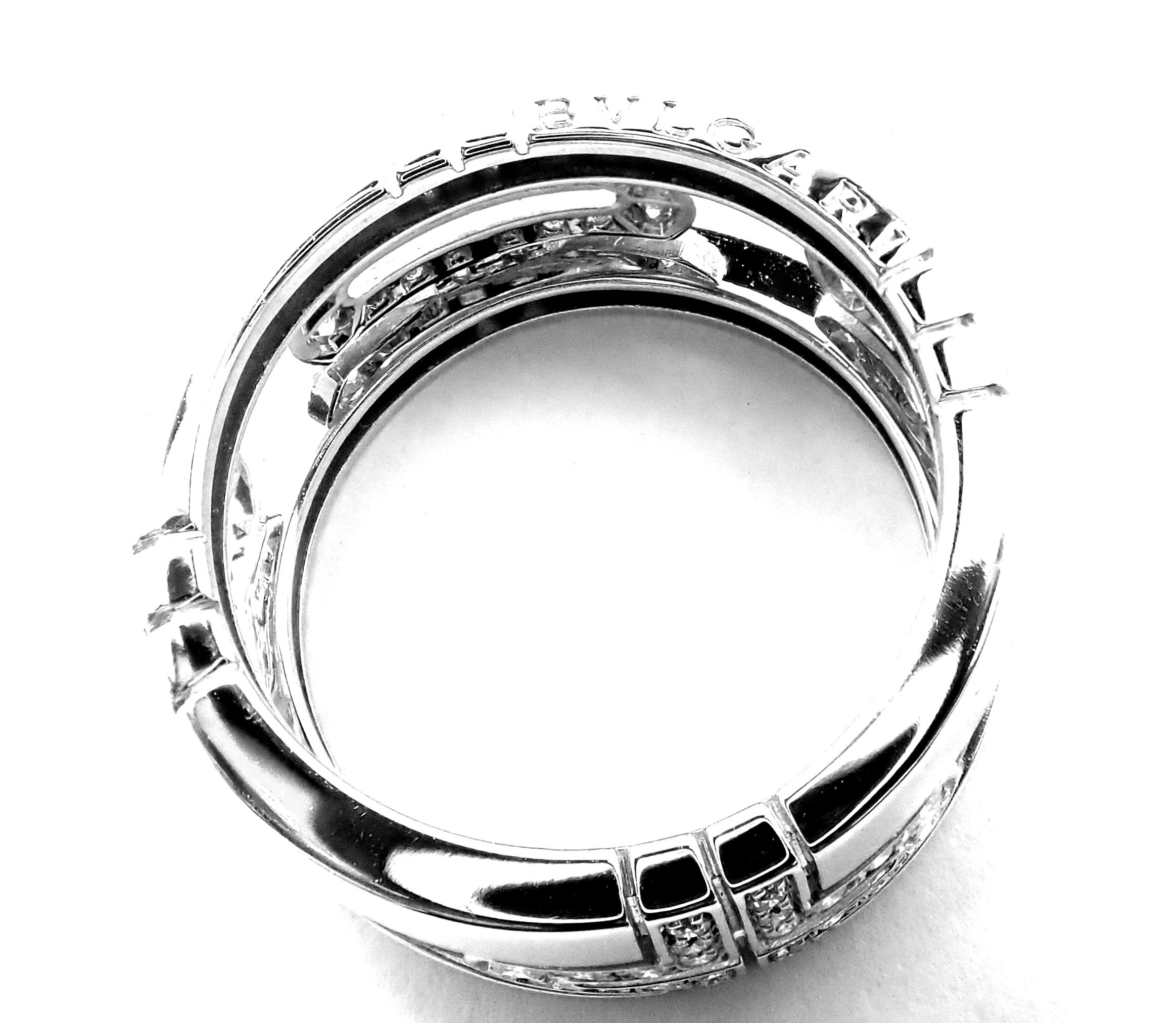 Women's or Men's Bulgari Bvlgari Parentesi Diamond White Gold Band Ring
