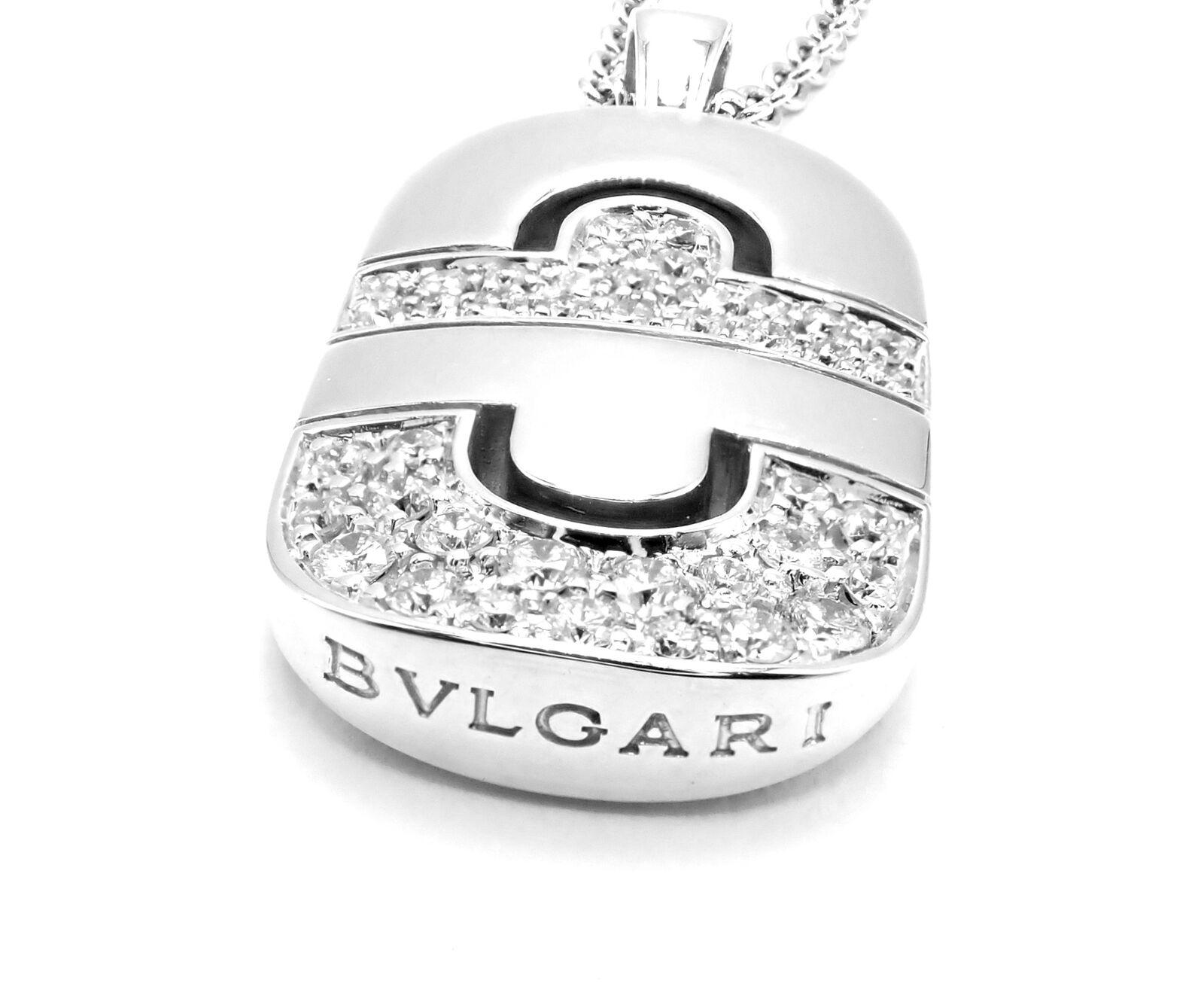 Women's or Men's Bulgari Bvlgari Parentesi Diamond White Gold Pendant Necklace