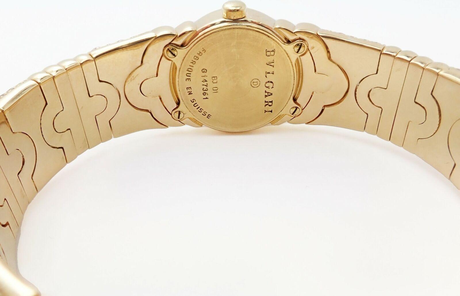 Brilliant Cut Bulgari Bvlgari Parentesi Diamond Yellow Gold Bangle Bracelet Watch