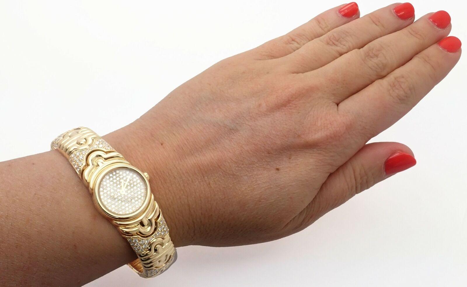 Women's or Men's Bulgari Bvlgari Parentesi Diamond Yellow Gold Bangle Bracelet Watch