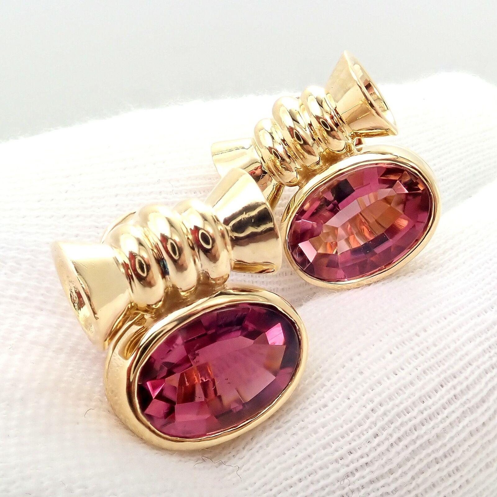 Bulgari Bvlgari Pink Tourmaline Yellow Gold Earrings For Sale 2