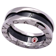 Bulgari Bvlgari “Save the Children” Black Ceramic 
Sterling Silver Ring