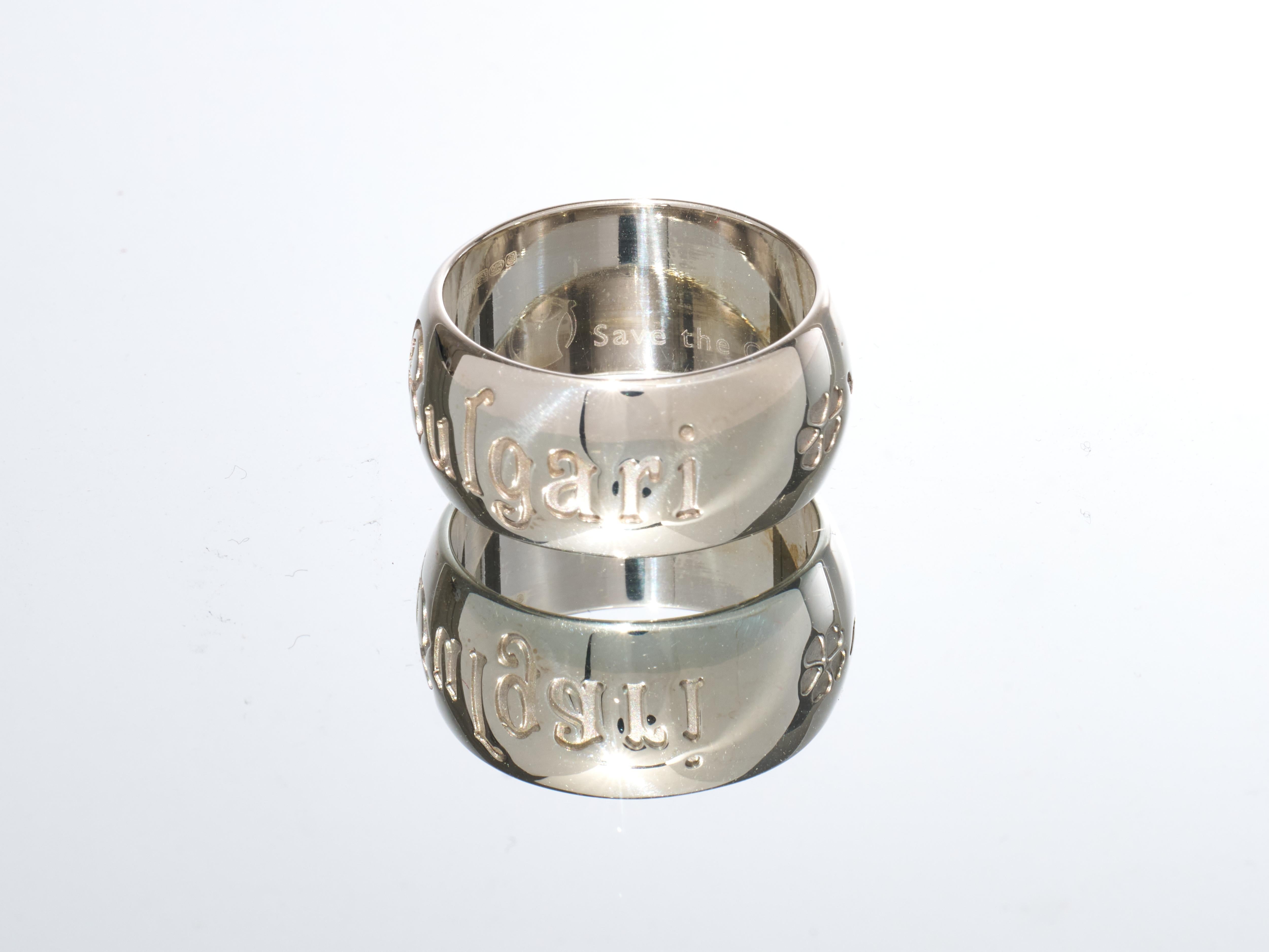 Bulgari Bvlgari Save The Children Ring Size 55 925 Silver RRP £520 In Excellent Condition For Sale In London, GB