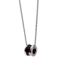 Bulgari Bvlgari Save the Children Sterling Silver Black Ceramic Pendant Necklace