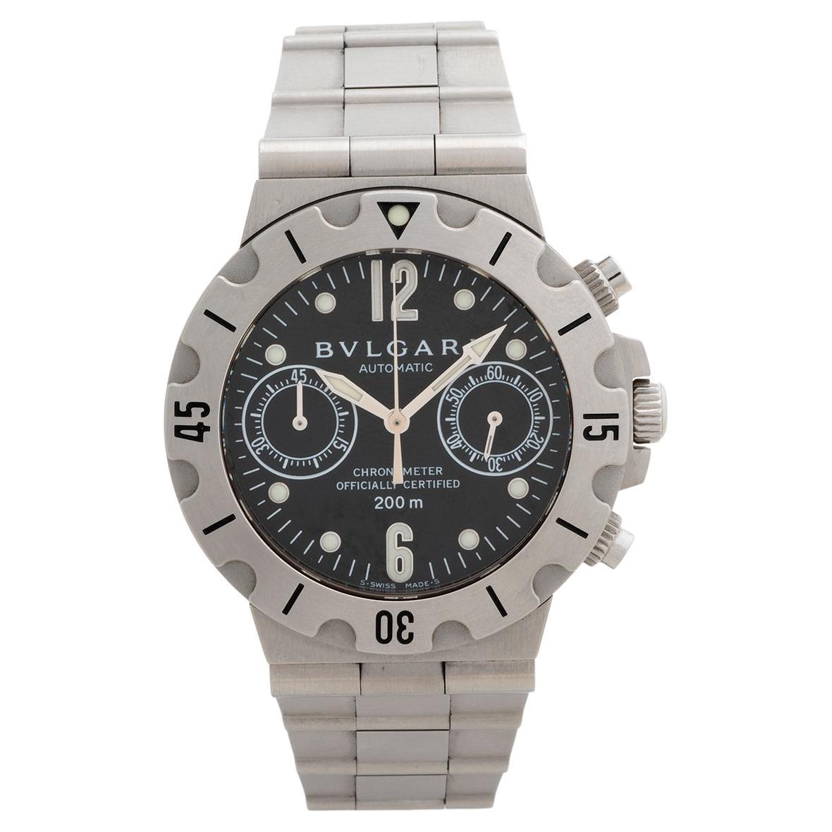 Montre-bracelet chronographe Scuba de Bulgari/Bvlgari Réf. SC38S, 38mm, design iconique Excellent état - En vente à Canterbury, GB