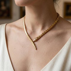 Bulgari Bvlgari Serpenti Diamond 18K Rose Gold Choker Necklace Full Set