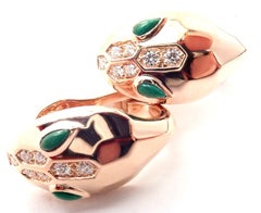 Bulgari Bvlgari Serpenti Diamond Malachite Rose Gold Earrings
