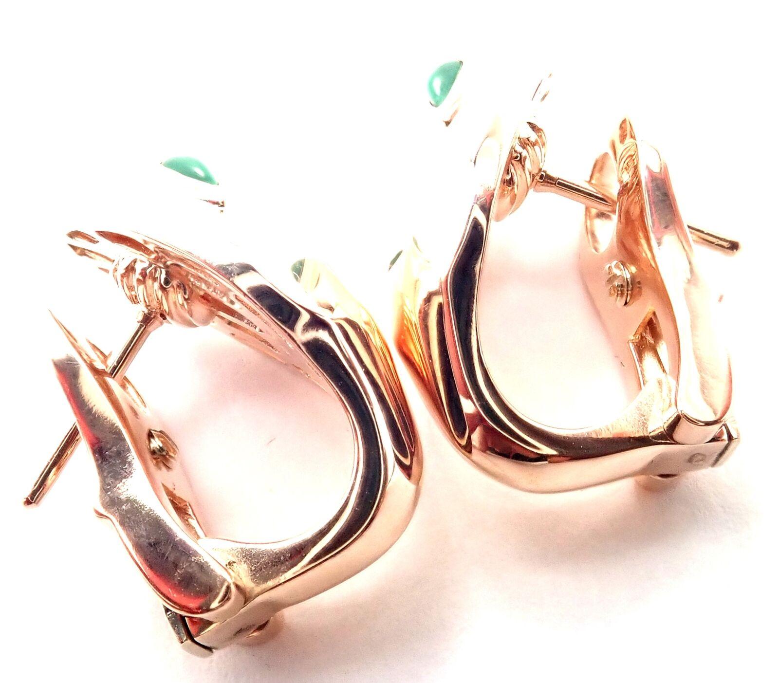 Bulgari Bvlgari Serpenti Diamond Malachite Rose Gold Earrings In Excellent Condition In Holland, PA