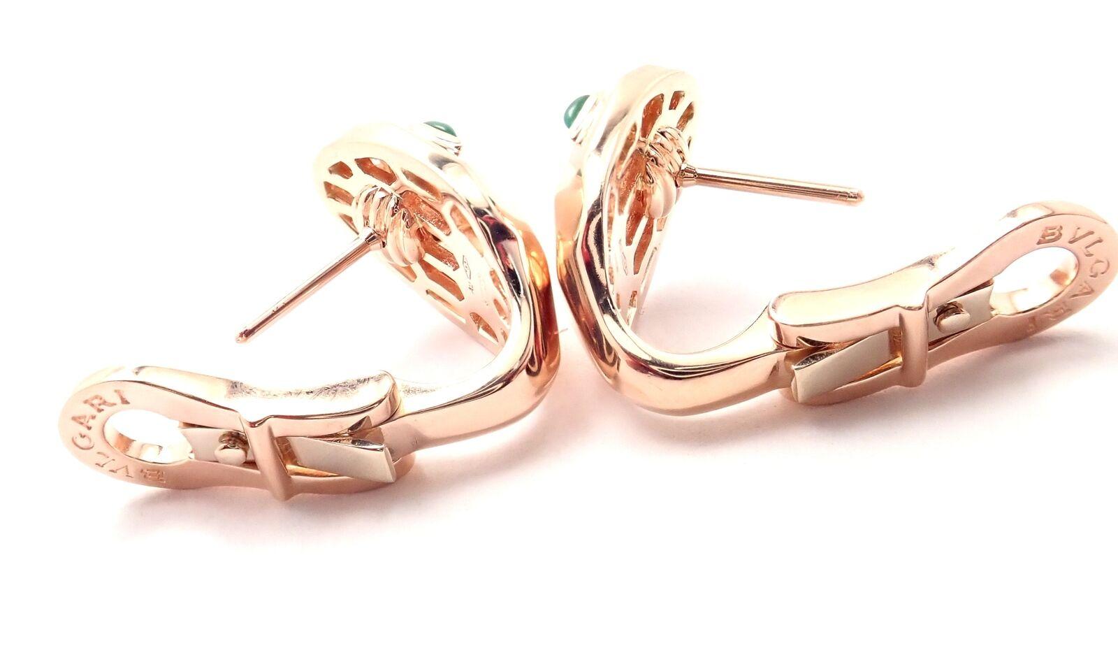Bulgari Bvlgari Serpenti Diamond Malachite Rose Gold Earrings 3