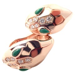 Bulgari Bvlgari Serpenti Diamond Malachite Rose Gold Earrings