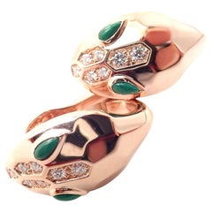 Bvlgari Boucles d'oreilles Serpenti en or rose avec malachite et diamants