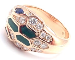 Bulgari Bvlgari Serpenti Diamond Malachite Rose Gold Ring