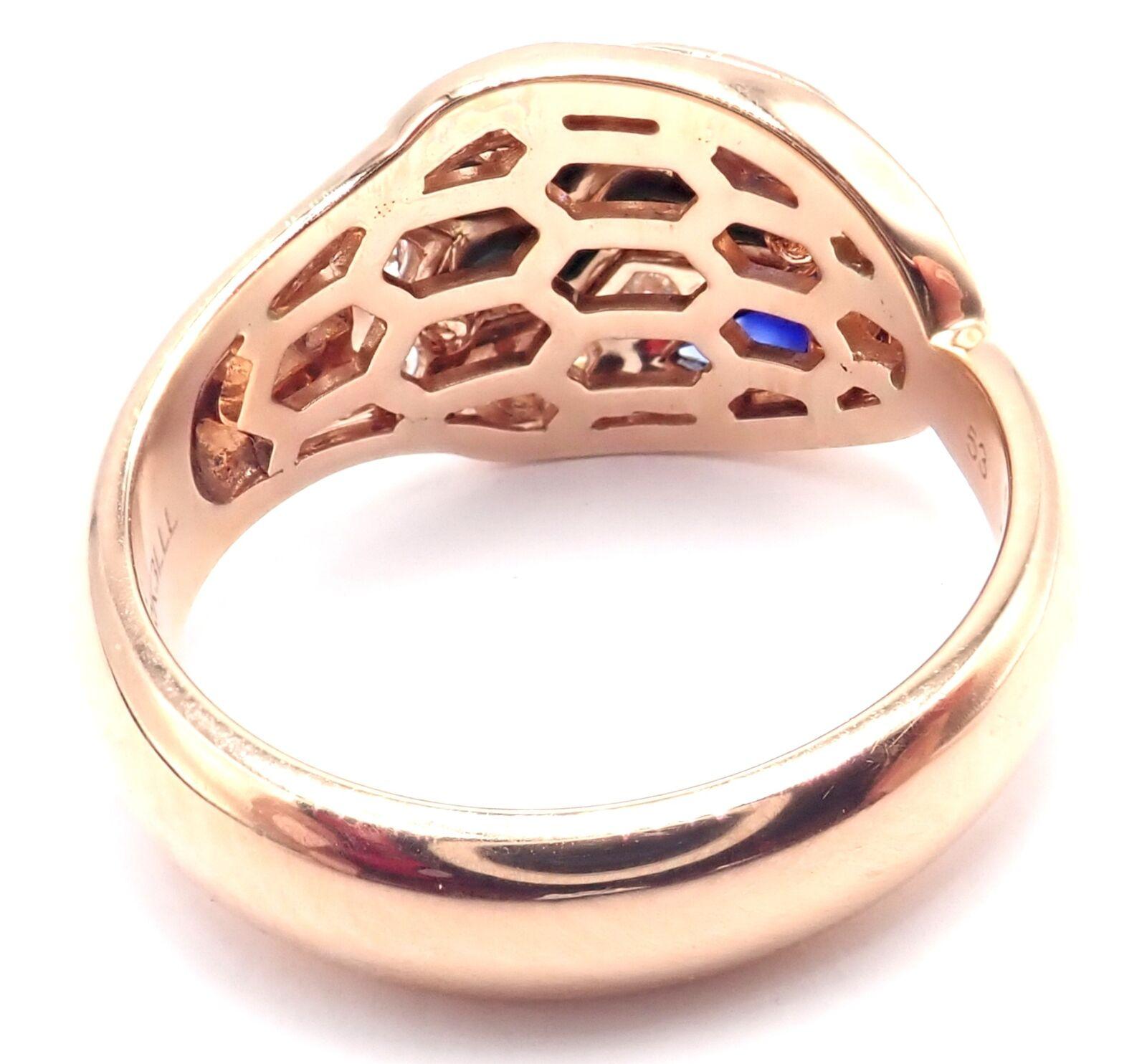 Women's or Men's Bulgari Bvlgari Serpenti Diamond Malachite Rose Gold Ring