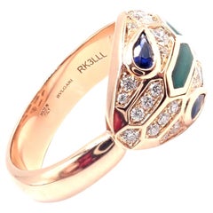 Bulgari Bvlgari Serpenti Diamond Malachite Rose Gold Ring
