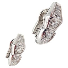 Bulgari Bvlgari Serpenti Snake Diamond Huggie White Gold Earrings