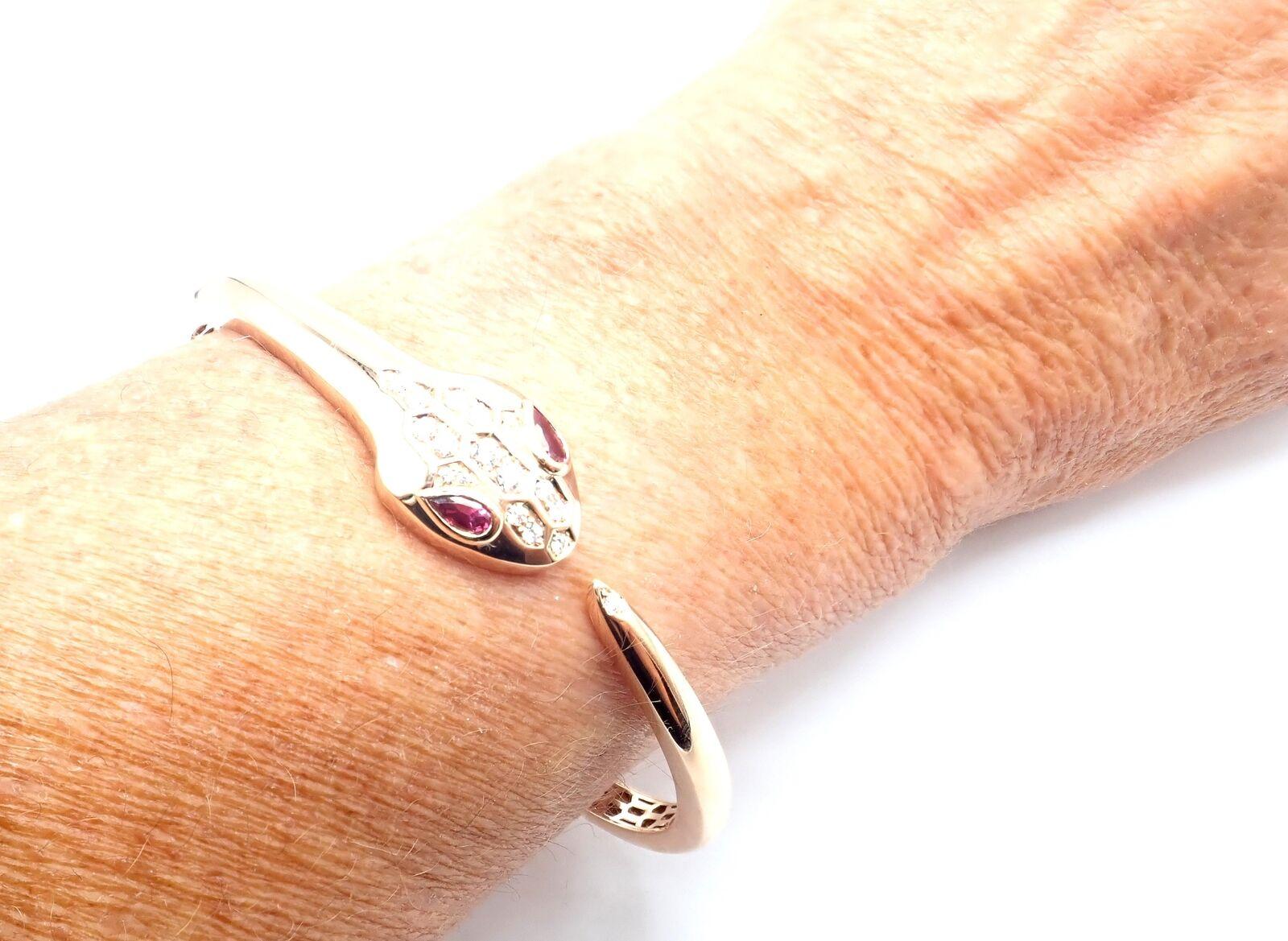 Bvlgari, bracelet jonc serpent Serpenti en or rose, diamants et rubellites 5