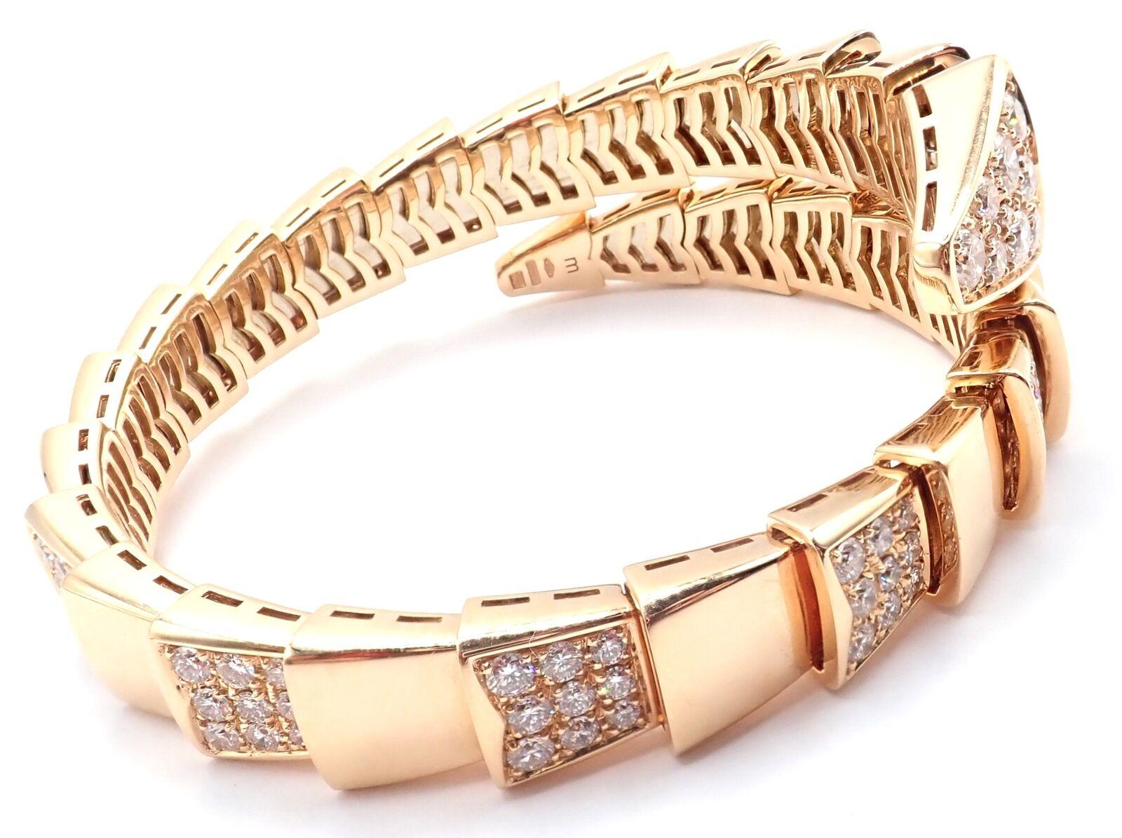 Taille brillant Bulgari Bvlgari Serpenti Diamant  Bracelet en or rose en vente