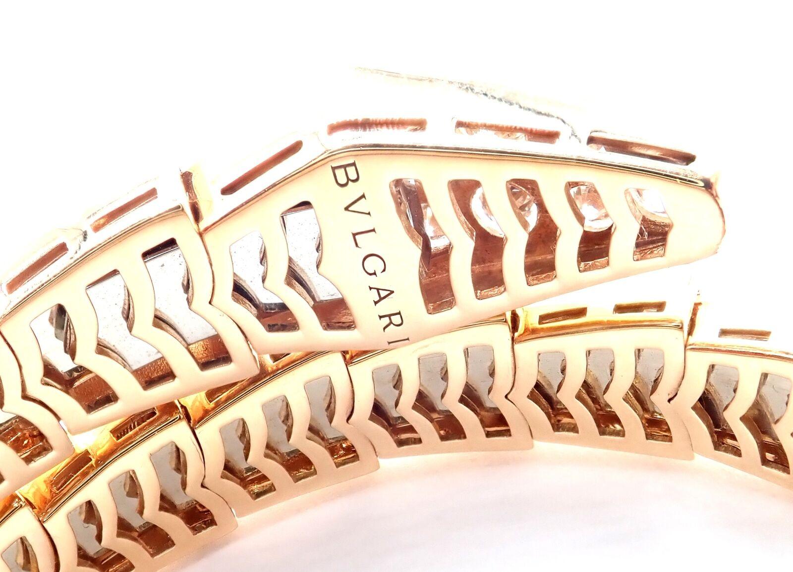 Women's or Men's Bulgari Bvlgari Serpenti Viper Snake Diamond  Rose Gold Bangle Bracelet For Sale